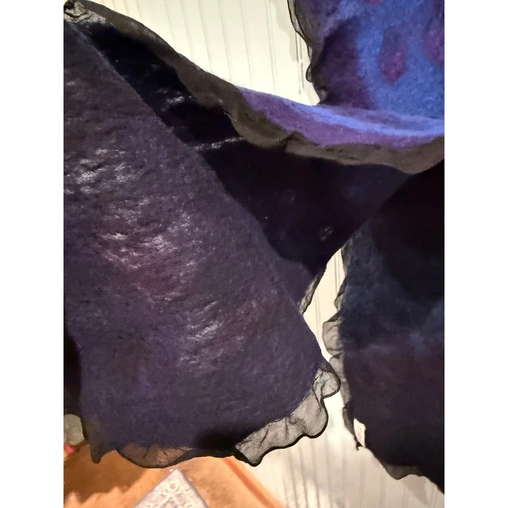 Authentic Andrea LeBeau Artisan Nuno Felted Scarf & Silk Chiffon Edges Lagenlook